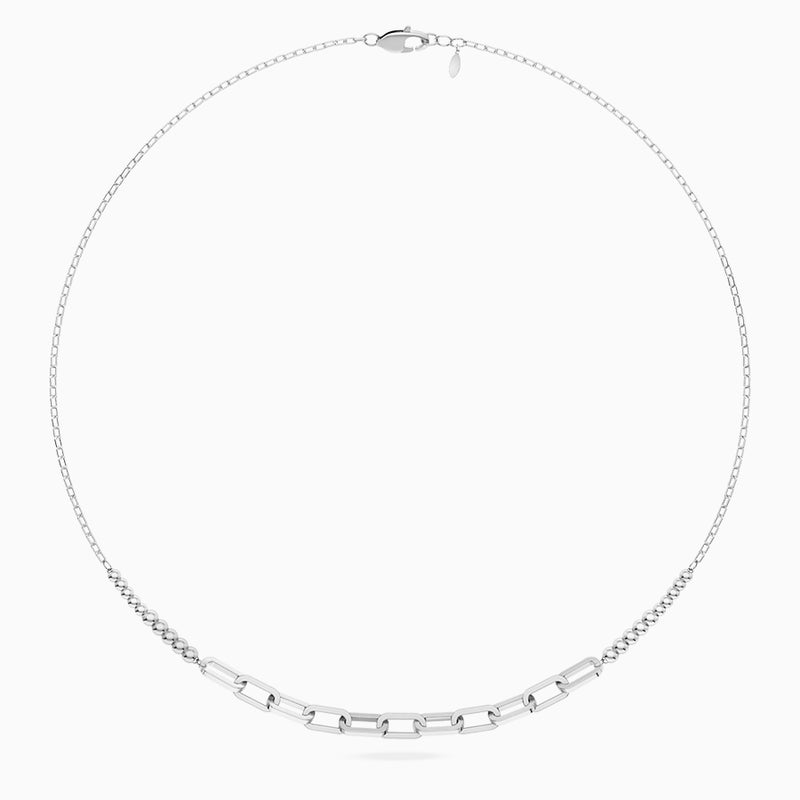 Waves by L'azurde Paperclip Links & Beads Necklace in Silver - Image 4